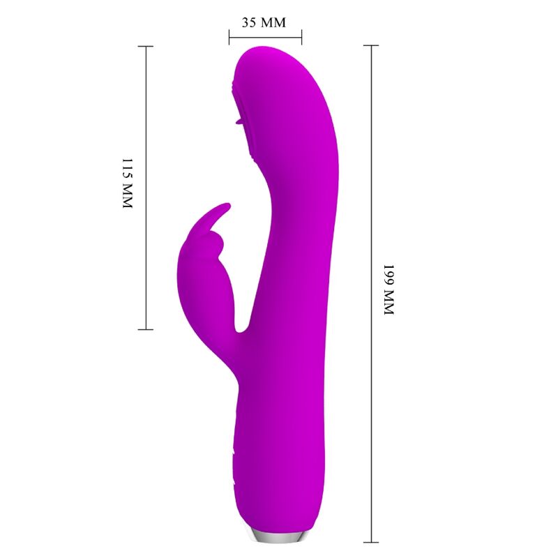 Vibrador recargable PRETTY LOVE Rachel con succionador morado y diseño elegante, ideal para estimulación personal.