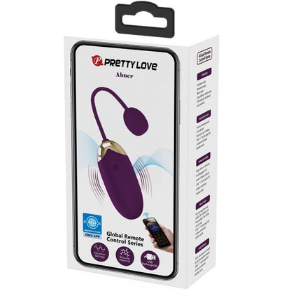 Aplicación Pretty Love Abner en color lila, interfaz de usuario con botones y opciones para control y uso.