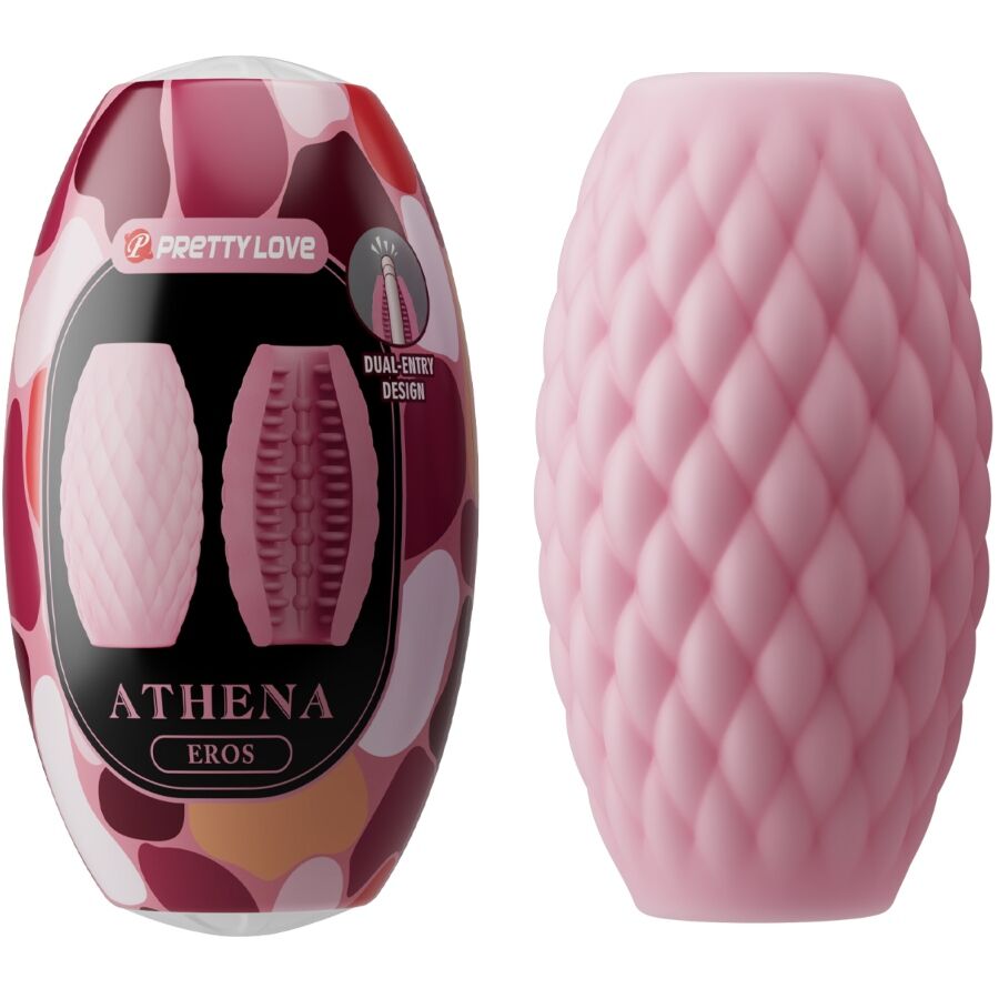 Masturbador masculino de silicona rosa PRETTY LOVE ATHENA EROS, con detalles realistas para una experiencia placentera.