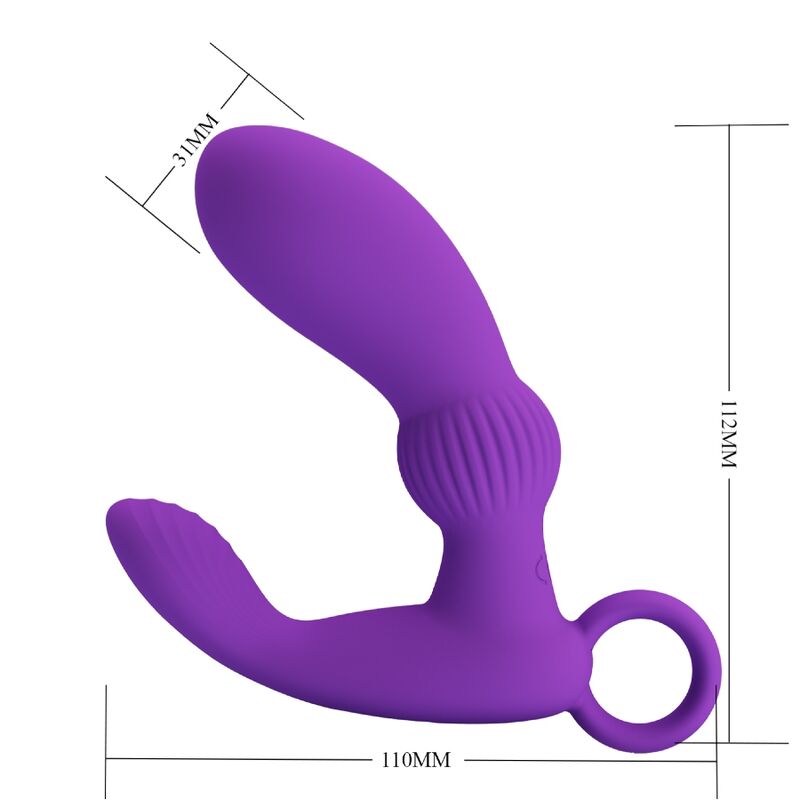 Masajeador vibrador anal lila PRETTY LOVE Cayla, con diseño ergonómico y superficie suave para placer y estimulación anal.