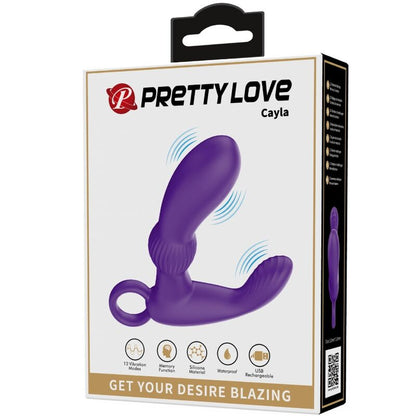 Masajeador vibrador anal Pretty Love Cayla de color lila, diseñado para placer y estimulación anal con textura suave y ergonómica.