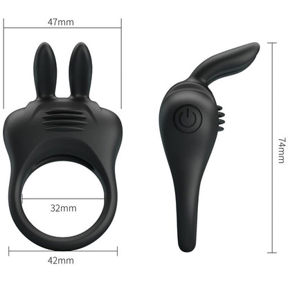Pretty Love Davion Rabbit Vibrator Ring in purple with dual stimulation design and textured surface for enhanced pleasure.