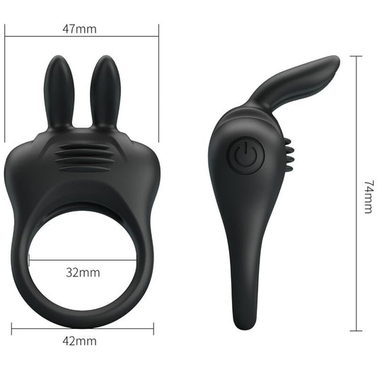 Pretty Love Davion Rabbit Vibrator Ring in purple with dual stimulation design and textured surface for enhanced pleasure.