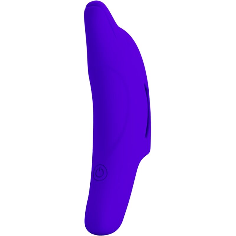 Estimulador de dedo PRETTY LOVE Delphini azul oscuro, con textura y diseño ergonómico para placer personal.