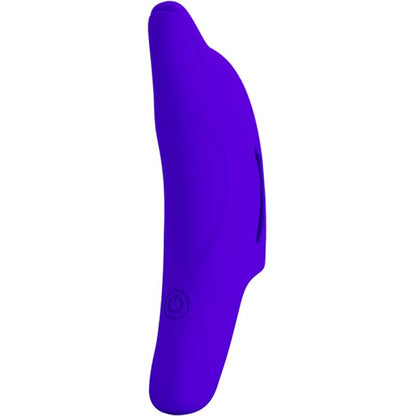 Estimulador de dedo PRETTY LOVE Delphini azul oscuro, con textura y diseño ergonómico para placer personal.