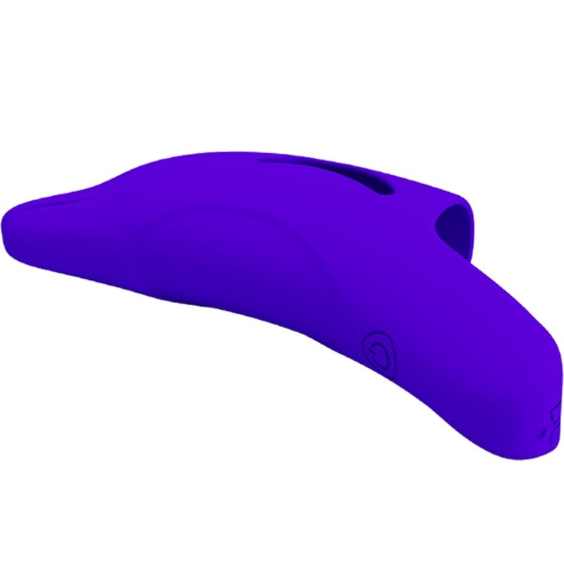 Estimulador de dedo PRETTY LOVE Delphini de color azul oscuro, diseño compacto y ergonómico para placer personal.