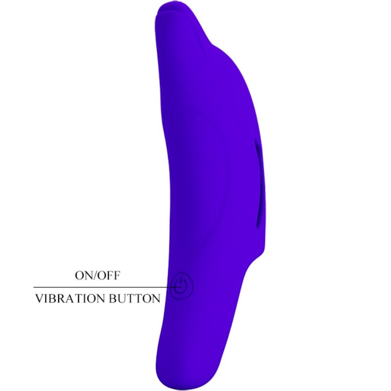 Estimulador de dedo azul oscuro PRETTY LOVE DELPHINI, pequeño y ergonómico, diseñado para estimulación delicada y placentera.