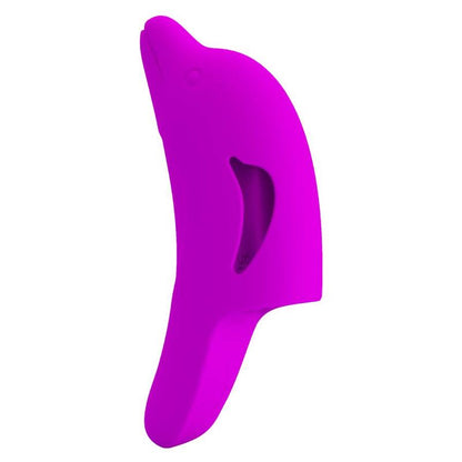 Estimulador de dedo morado PRETTY LOVE DELPHINI, compacto y ergonómico, diseñado para estimular y brindar placer, en color morado.