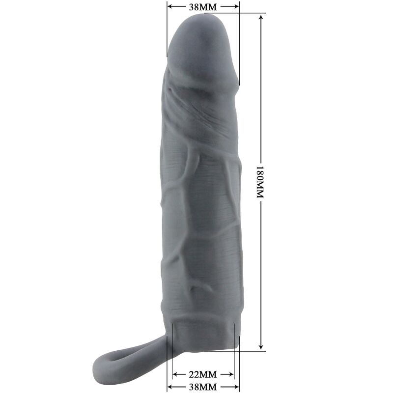 Funda de pene de piel realística gris oscuro de la marca PRETTY LOVE, con textura y diseño realista para mayor comodidad.