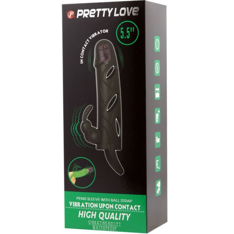 Funda de silicona con vibración de 14 cm de la marca PRETTY LOVE, diseñada para placer y comodidad.
