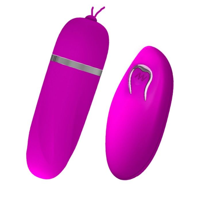 Huevo vibrador Pretty Love Debby con mando, tamaño compacto, textura suave y control remoto para placer personal.