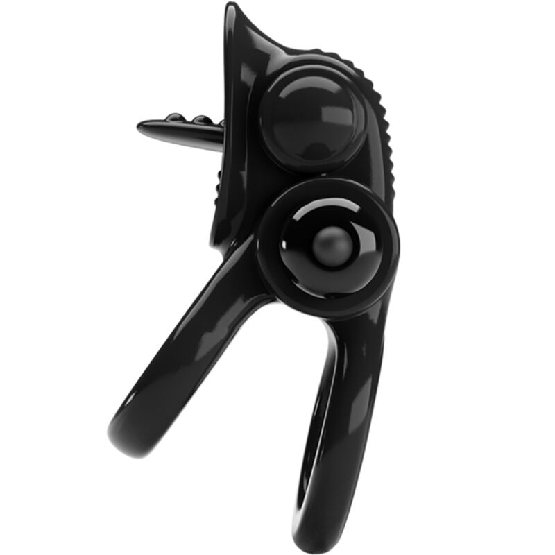 PRETTY LOVE - PASSIONATE RING DOBLE ANELL VIBRADOR + ESTIMULADOR CLÍTORIS NEGRE
