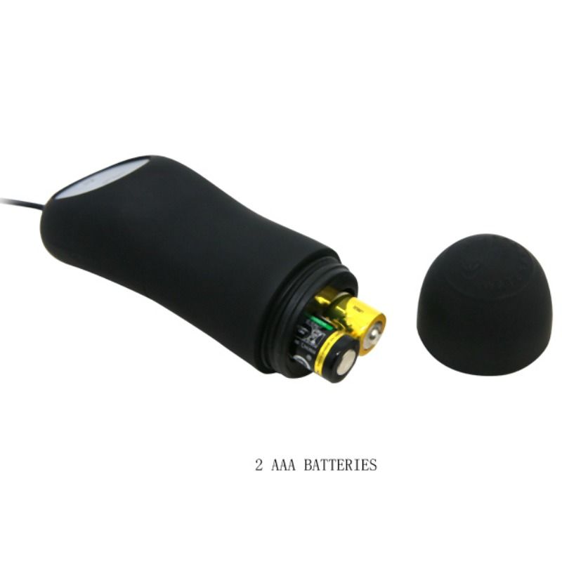 Plug anal de silicona PRETTY LOVE con 12 modos de vibración, color negro, diseñado para placer y comodidad.