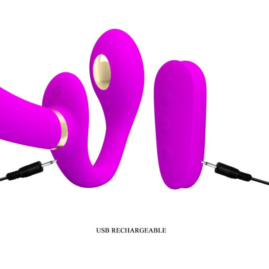 PRETTY LOVE - THUNDERBIRD VIBRADOR DOBLE STRAP-ON CONTROL REMOTO MORADO