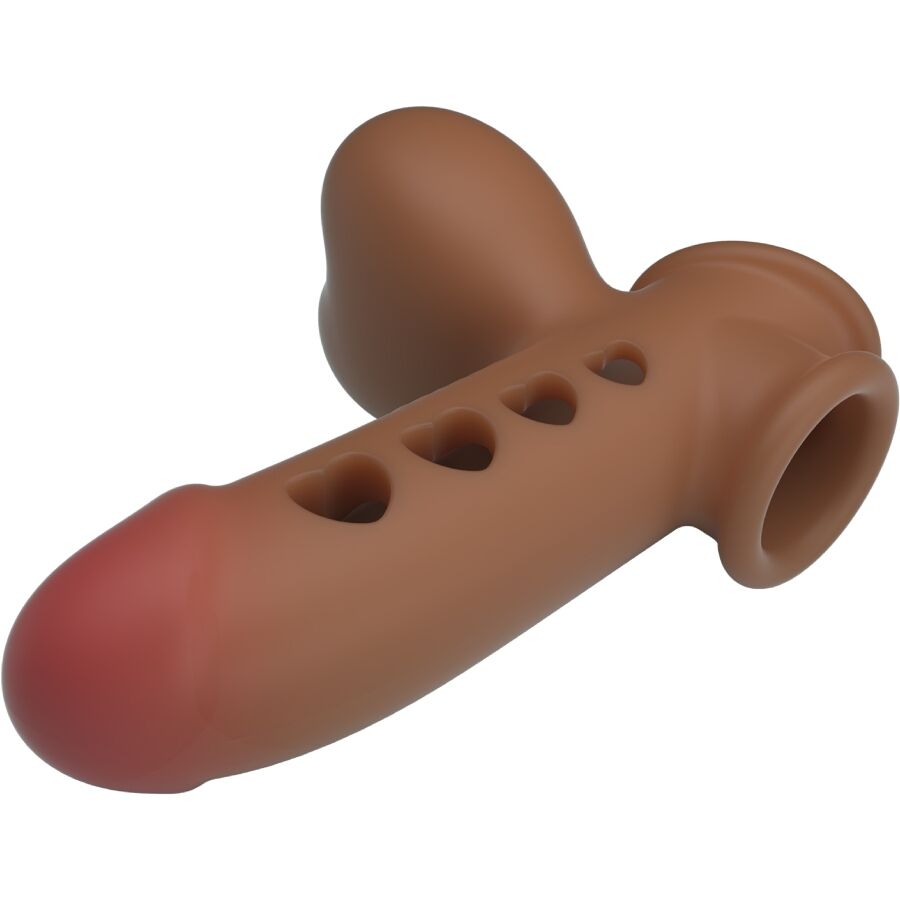 Capa para pene PRETTY LOVE TYRONN con airbag, diseñada para mayor placer y comodidad, en color negro con detalles en gris.