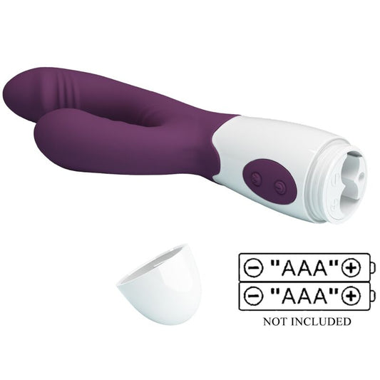 Vibrador rabbit Pretty Love André y estimulador punto G en color morado, diseñado para placer y estimulación.