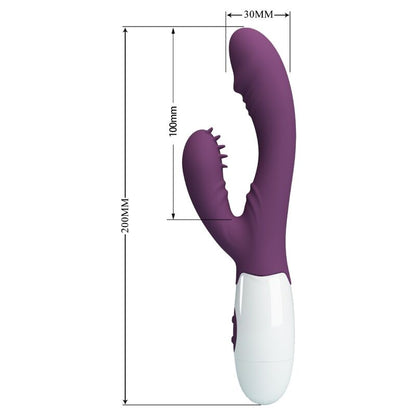 Vibrador rabbit y estimulador de punto G de color morado de la marca PRETTY LOVE FLIRTATION, diseñado para placer y estimulación.