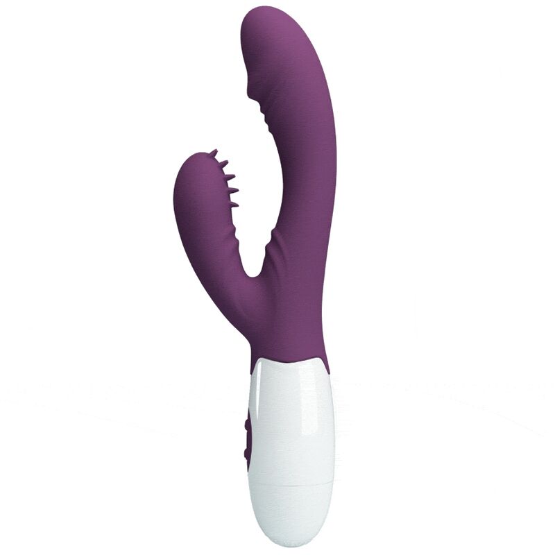 Vibrador rabbit y estimulador punto G de color morado de la marca PRETTY LOVE FLIRTATION, diseñado para placer y estimulación.
