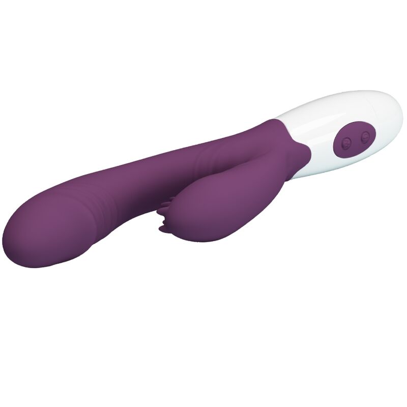 Vibrador rabbit y estimulador punto G morado de PRETTY LOVE FLIRTATION, diseñado para placer y estimulación sexual.