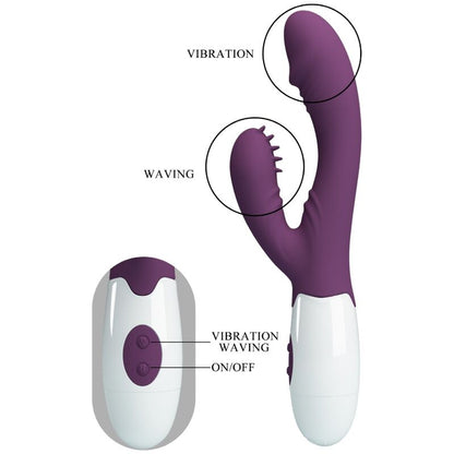 Vibrador rabbit y estimulador punto G morado de PRETTY LOVE FLIRTATION, diseño ergonómico y suave para placer personal.