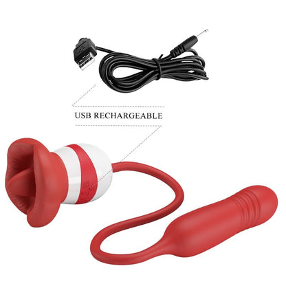 Masturbador boca rojo PRETTY LOVE ASHLYNN de la marca PRETTY LOVE FLIRTATION, con detalles realistas y textura suave, en caja.
