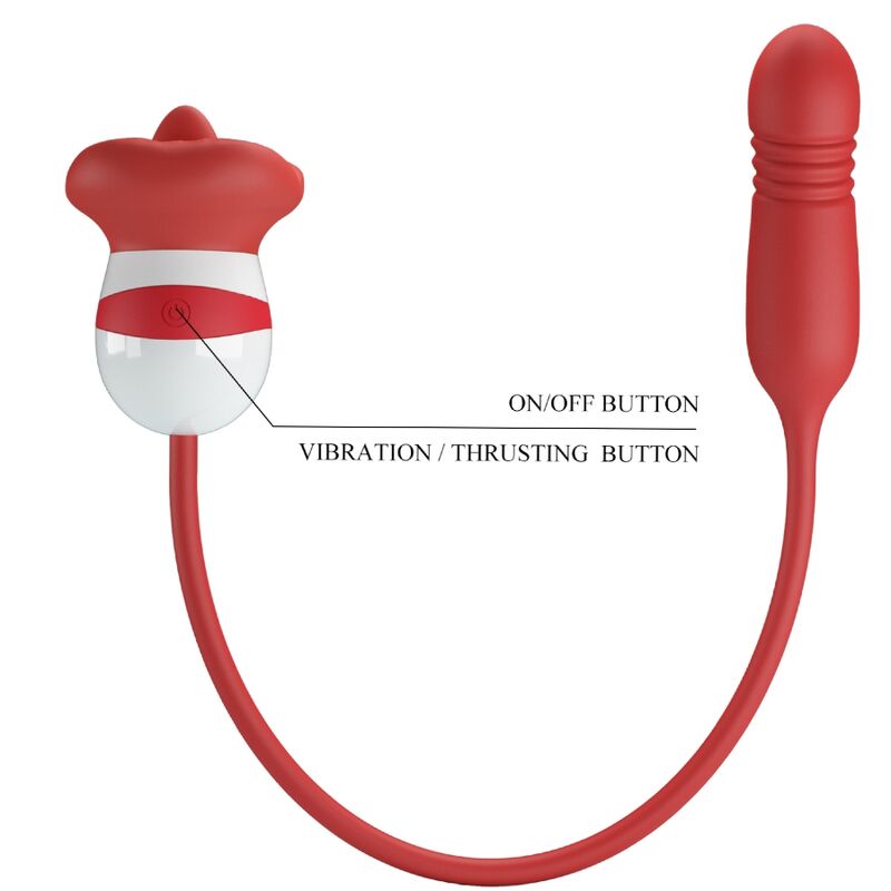Masturbador boca rojo de la marca PRETTY LOVE FLIRTATION, con textura realista y diseño compacto, para placer íntimo.