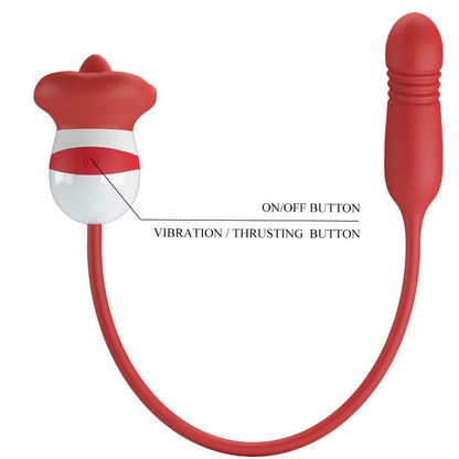 Masturbador boca rojo de la marca PRETTY LOVE FLIRTATION, con textura realista y diseño compacto, para placer íntimo.