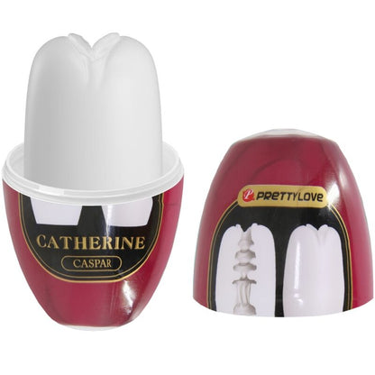 White Pretty Love Catherine male masturbation toy with textured details, designed for realistic sensation and comfort.