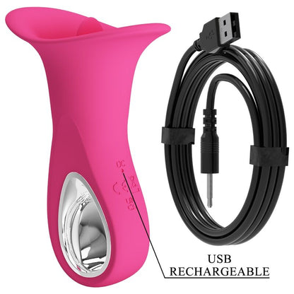 Vibrador oral Pretty Love Clyde con lengua vibradora, 12 velocidades, en color rosa, de la marca Pretty Love Flirtation.