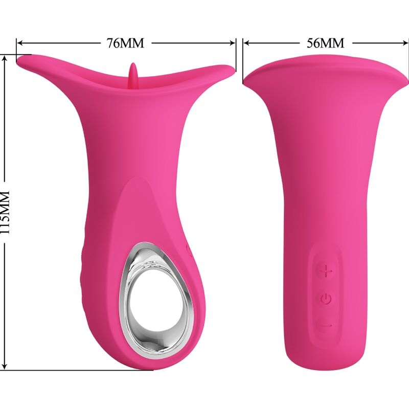 Vibrador oral Pretty Love Clyde de color rosa, con lengua vibradora y 12 modos de vibración, de la marca Pretty Love Flirtation.