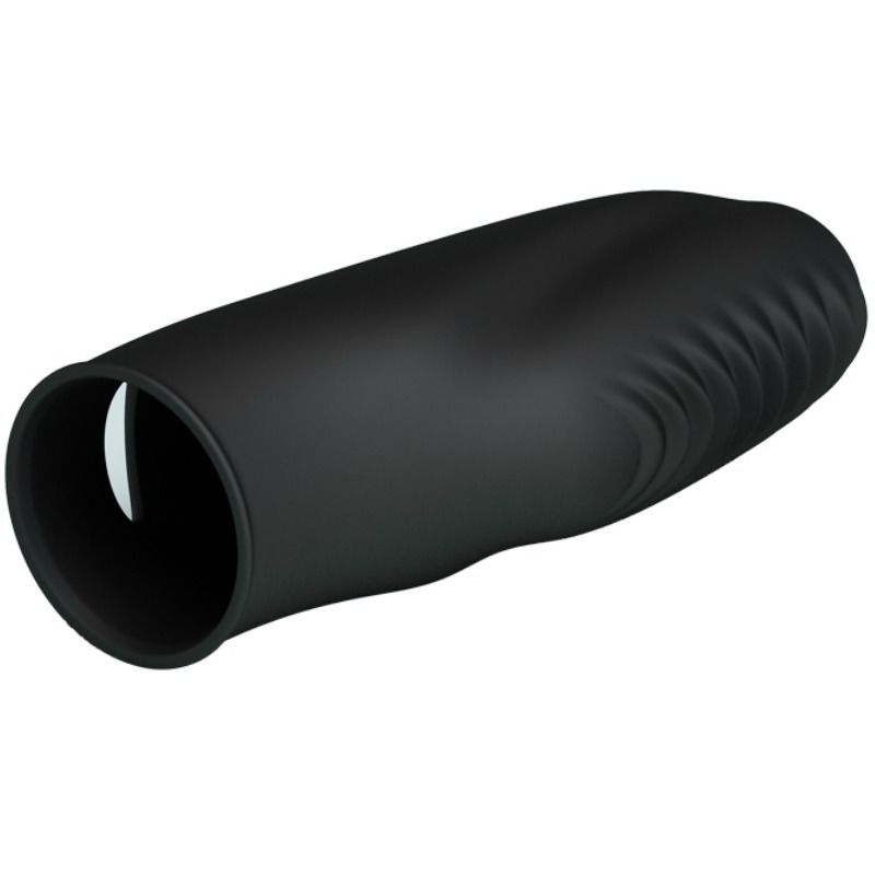 Vibrador en forma de dedal negro de la marca PRETTY LOVE FLIRTATION, con función de vibración y diseño ergonómico.