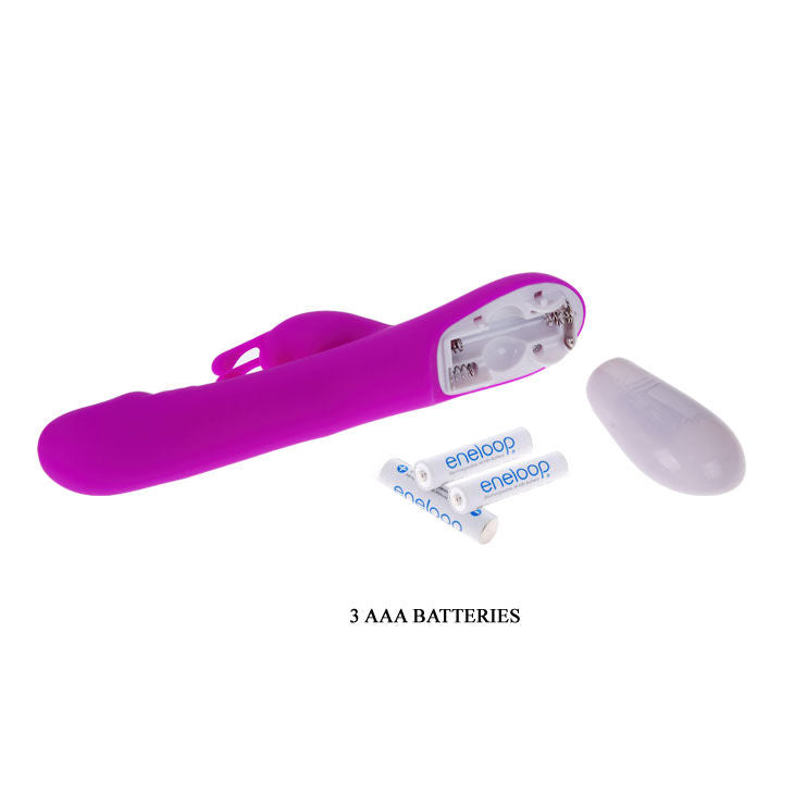 Pretty Love Flirtation Robert vibrator with clitoral stimulator, showcasing sleek design and vibrant color.