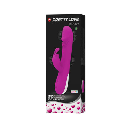 Pretty Love Flirtation Robert vibrator with clitoral stimulator, featuring a sleek design and vibrant color.
