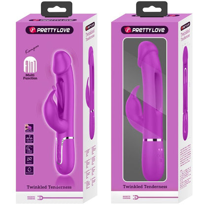 PRETTY LOVE - KAMPES VIBRADOR RABBIT 3 EN 1 MULTIFUNCIÓ AMB LLENGUA FUCSIA