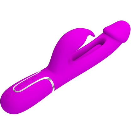 PRETTY LOVE - KAMPES VIBRADOR RABBIT 3 EN 1 MULTIFUNCIÓ AMB LLENGUA FUCSIA