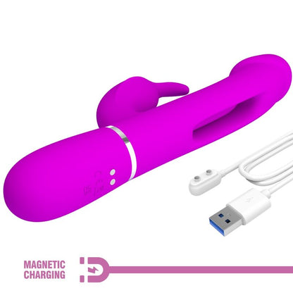 PRETTY LOVE - KAMPES VIBRADOR RABBIT 3 EN 1 MULTIFUNCIÓ AMB LLENGUA FUCSIA