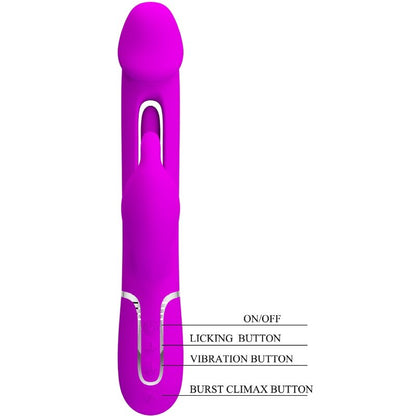 PRETTY LOVE - KAMPES VIBRADOR RABBIT 3 EN 1 MULTIFUNCIÓ AMB LLENGUA FUCSIA