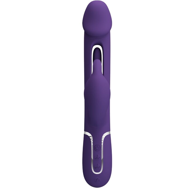 Vibrador rabbit 3 en 1 de Pretty Love Flirtation en color violeta, con funciones de vibración y lengua para placer.