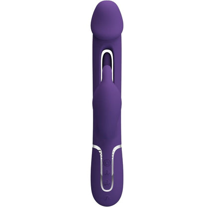 Vibrador rabbit 3 en 1 de Pretty Love Flirtation en color violeta, con funciones de vibración y lengua para placer.
