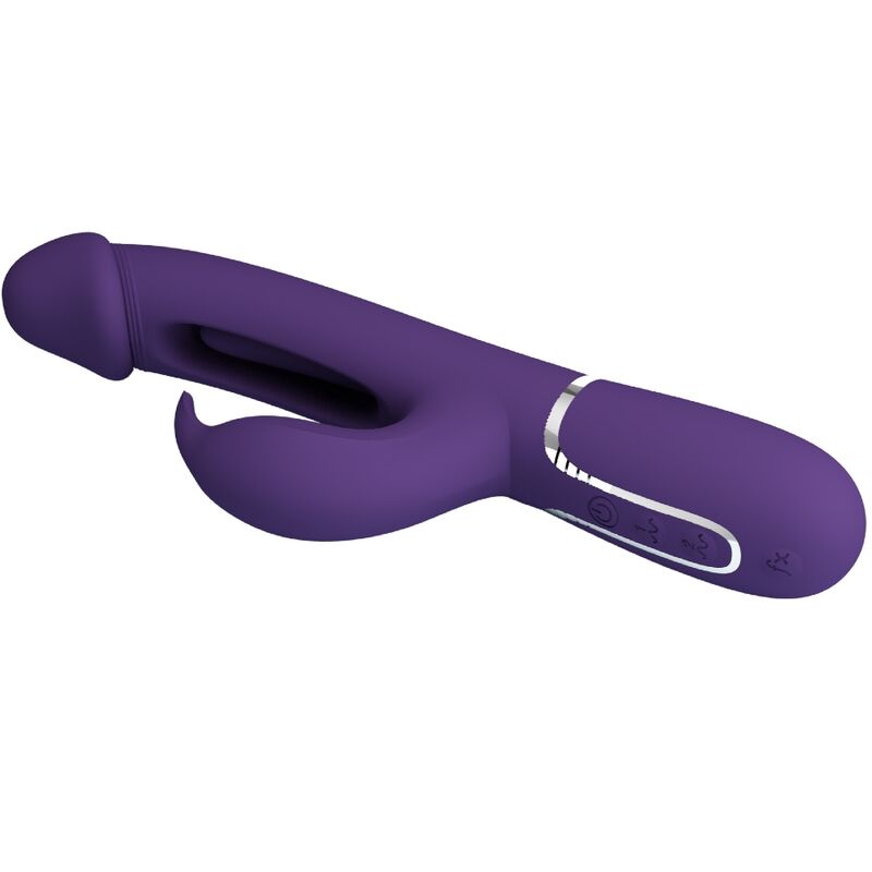 Vibrador rabbit multifunción PRETTY LOVE FLIRTATION, con lengua vibradora y diseño en color violeta, para placer y estimulación.
