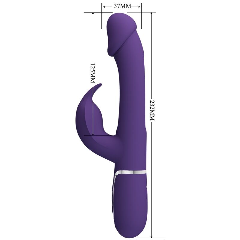 Vibrador rabbit 3 en 1 de Pretty Love Flirtation, con función de lengua y diseño en color violeta.