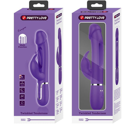 Vibrador rabbit 3 en 1 de Pretty Love Flirtation en color violeta, con funciones multifunción y lengua para estimulación.