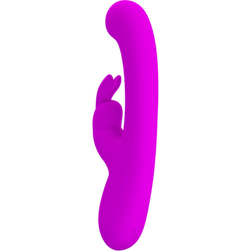 Vibrador rabbit y punto G violeta de PRETTY LOVE FLIRTATION, con diseño ergonómico y detalles elegantes para placer.