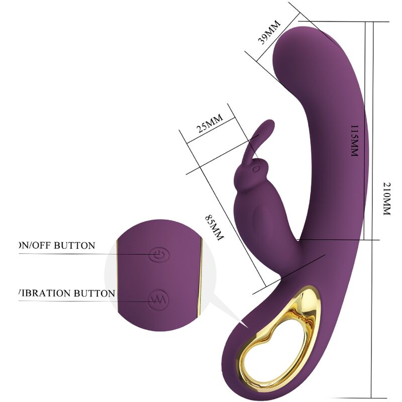 Vibrador rabbit y estimulador punto G morado de la marca PRETTY LOVE FLIRTATION, diseñado para placer y estimulación.