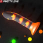 Dildo luminoso naranja de la marca PRETTY LOVE FLIRTATION, sin vibración, con diseño realista y detalles texturizados.