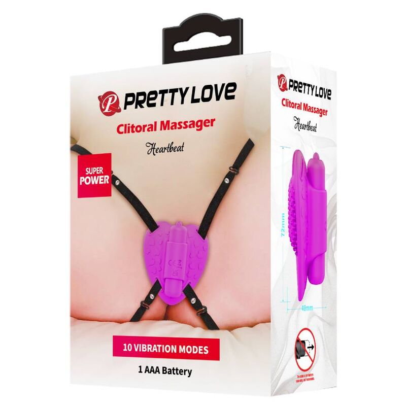 Masajeador de clítoris Pretty Love Flirtation Heartbeat, 10 modos de vibración, en color morado, diseño compacto y ergonómico.