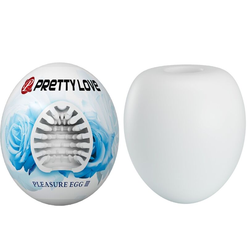 Masturbador masculino Pretty Love Flirtation en color blanco, con forma de huevo, para placer íntimo.