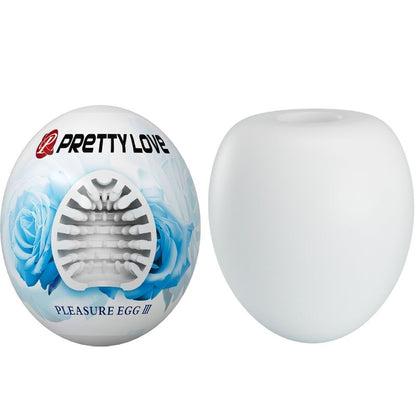Masturbador masculino Pretty Love Flirtation en color blanco, con forma de huevo, para placer íntimo.