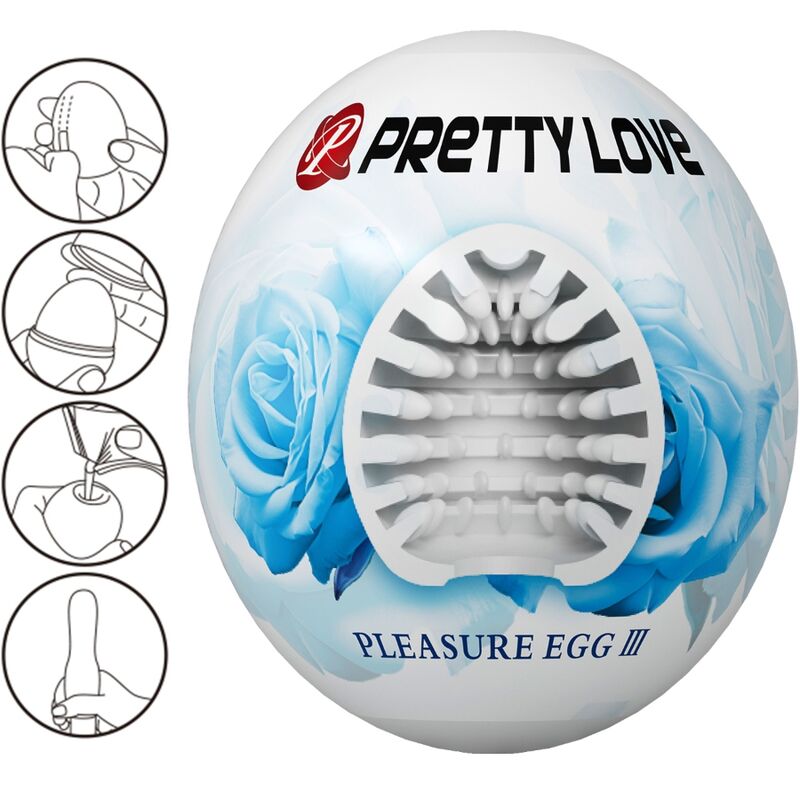 Masturbador masculino Pretty Love Flirtation Huevo blanco, dispositivo de estimulación para adultos, en primer plano.