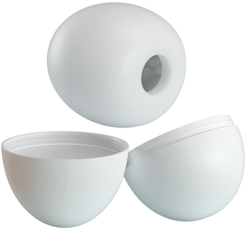 Masturbador masculino Pretty Love Flirtation en color blanco, con diseño huevo y textura suave para placer personal.